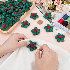 手作りの綿編み飾りアクセサリー  DIYミシンクラフト用  花  ダークスレートグレー  37~41x12~15mm&nbsp;DIY-WH0656-03J