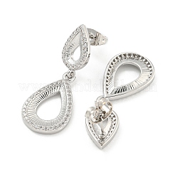 Teardrop Brass Pave Clear Cubic Zirconia Dangle Stud Earrings&nbsp;EJEW-M258-24P