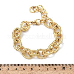 304ステンレススチール製ツイストオーバルリンクチェーンブレスレット（女性用）  ゴールドカラー  7.28インチ（18.5cm）&nbsp;BJEW-F533-02D-G