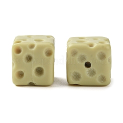 不透明樹脂模造食品ビーズ  キューブチーズ  淡いチソウ  11x11.5x12mm  穴：1.8mm&nbsp;CRES-B021-11