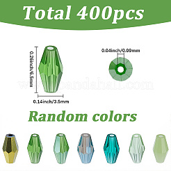 電気メッキガラスビーズ400個2袋  双円錐形  多面カット  グリーン  6.5x3.5mm  穴：0.9mm  200個/袋&nbsp;GLAA-SC0003-36A