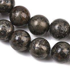 天然石パイライトビーズ連売り  ラウンド  8mm  穴：1mm  約48個/連  15インチ&nbsp;G-P303-01-8mm-16