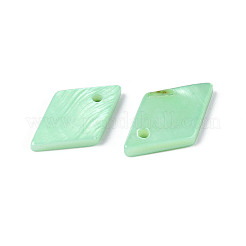 スプレー塗装された天然淡水シェルペンダント  菱形チャーム  アクアマリン  14~17.5x9~10x1.5~2mm  穴：1.2mm&nbsp;BSHE-T014-07D
