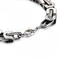 合金ビザンチンチェーンブレスレット  アンティークシルバー  内径：2インチ（5.2cm）&nbsp;BJEW-N015-007