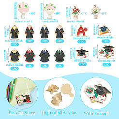 16Pcs 16 Styles Graduation Season Theme Alloy Enamel Pendants&nbsp;ENAM-TA0002-70