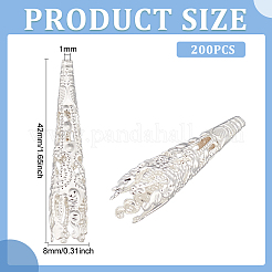 アイロンビーズキャップ200個  銀  42x8mm  穴：1mm&nbsp;IFIN-HY0001-06S