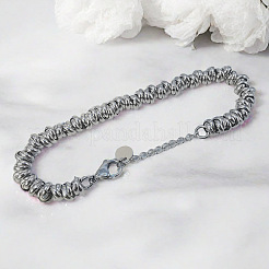 304 Stainless Steel Ring Beaded Bracelets for Women&nbsp;WGE0A36-01