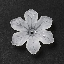 透明なアクリルビーズキャップ  6花びら  艶消し  花  ホワイト  20.5x18x5mm  穴：1.5mm  約1111個/500g&nbsp;MACR-J122-03