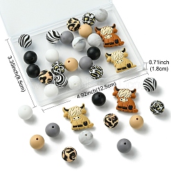 食品グレードのシリコーンビーズ  ミックスカラー  15~27x15~26.5x8~15mm  穴：2mm  36個/箱&nbsp;SIL-YW0001-21
