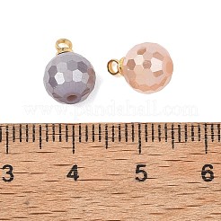 電気メッキガラスチャーム  ファセットカットのラウンドチャーム  真鍮製のペグベイル付き  18KGP本金メッキ  ミックスカラー  11x8mm  穴：1.6mm&nbsp;PALLOY-JF05532-01