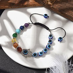 Chakra Gemstone Braided Beaded Bracelets&nbsp;BJEW-JB10905-01