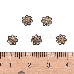 アイアン製ビーズキャップ  カドミウムフリー＆鉛フリー  花  マルチ花弁  2つのスタイルがランダムです  アンティークブロンズ  6x1mm  穴：1mm&nbsp;IFIN-R197-AB