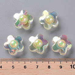 透明なアクリルビーズ  二層ビーズ  ABカラー  花  淡黄色  16.5x17x9.5mm  穴：2.5mm  約390個/500g&nbsp;TACR-S152-09B-07