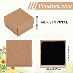 厚紙製ジュエリーボックス60個  リングのために  正方形  淡い茶色  5x5x3.2cm&nbsp;CBOX-BC0001-53