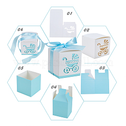 Hollow Stroller BB Car Carriage Candy Box wedding party gifts with Ribbons&nbsp;CON-BC0004-97D