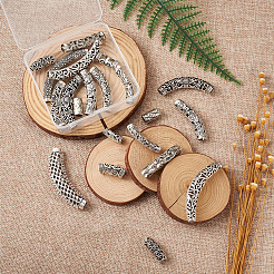 20Pcs 10 Style Tibetan Style Alloy Tube Beads&nbsp;TIBEB-CD0001-06AS
