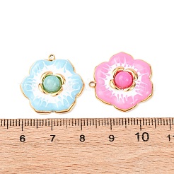 304ステンレスペンダント  花  エナメル  ゴールドカラー  22x22x5.5mm  穴：1.5mm&nbsp;STAS-D129-03G