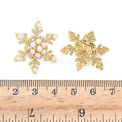 Snowflake Brass Micro Pave Cubic Zirconia Stud Earrings&nbsp;EJEW-G452-03G