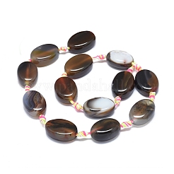 天然バンド /縞aビーズ連売り  染め＆加熱  オーバル  ミックスカラー  23~26x16~19x5~10mm  穴：1.6mm  約12~13個/連  15.4インチ（39cm）&nbsp;G-L544-010