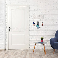 ボヘミアンスタイルの手作りマクラメコットン吊り飾り  フック収納  フローラルホワイト  305mm&nbsp;HJEW-WH0068-24