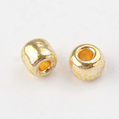 電気めっき12/0ガラスシードビーズ  丸穴rocailles  ゴールド色  サイズ：直径約2mm  厚さ2mm  穴：0.5mm  3300個/ 50g&nbsp;X-SEED-Q003-01