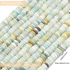 1連売りフロストナチュラルフラワーアマゾナイトビーズ連売り  ロンデル  6x2mm  穴：1mm  約195~198個/連  15.35~15.55インチ（39~39.5cm）&nbsp;G-PA0001-63