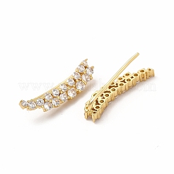 Brass Micro Pave Cubic Zirconia Stud Crawler Earrings&nbsp;EJEW-H091-32G