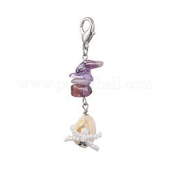 Crab Cowrie Shell & Glass Beads Pendant Decoration&nbsp;HJEW-MZ00098