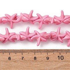 合成ターコイズ染色ビーズ連売り  ヒトデ  ショッキングピンク  14x13x4.5mm  穴：1.2mm  約41個/連  13.58''（34.5センチメートル）&nbsp;G-B184-C03-02