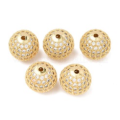 CZ真鍮製マイクロパヴェキュービックジルコニアラウンドビーズ  ゴールドカラー  14mm  穴：1.5mm&nbsp;ZIRC-L017-05G