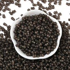 透明な色のガラスシードビーズ  キノコ  コーヒー  5.5x4.5mm  穴：1mm  4150個/ポンド&nbsp;SEED-R001-01C