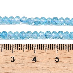 天然ブルートパーズビーズ連売り  多面カット  ロンデル  4x3mm  穴：0.7mm  約138個/連  14.88''（37.8センチメートル）&nbsp;G-B175-A21-3x4mm