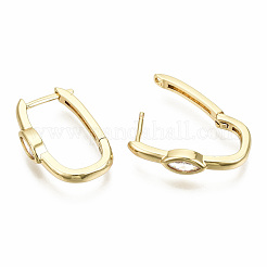 Brass Micro Pave Clear Cubic Zirconia Huggie Hoop Earring&nbsp;EJEW-T046-14G-NF