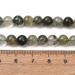 天然石グリーンルチルクォーツビーズ連売り  ラウンド  6mm  穴：1mm  約63~70個/連  15.35インチ（39cm）&nbsp;G-E561-14-6mm