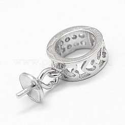 変色防止ロジウムメッキスターリングシルバーペンダントベイル925個  片穴パーツ用  プラチナ  13x6.5mm  穴：4.5mm  ピン：0.68mm&nbsp;STER-D029-08P