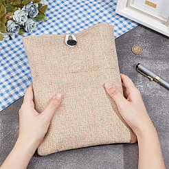 Cotton & Linen Book Sleeve with Button & Front Pocket&nbsp;ABAG-WH20005-14B-02