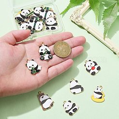 18本9スタイルアロイエナメルペンダント  ライトゴールド  パンダチャーム  ミックスカラー  24~31x20~27x1~1.5mm  穴：2mm  2個/スタイル&nbsp;ENAM-CJ0005-80