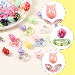 48Pcs 2 Styles UV Plated Acrylic Beads&nbsp;SACR-FS0001-37