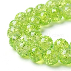 スプレープリントクラックガラスビーズ連売り  ラウンド  淡緑色  8mm  穴：1.3~1.6mm  約100個/連  31.4インチ&nbsp;CCG-Q001-8mm-11