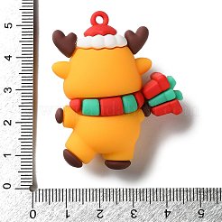 クリスマステーマのPVCペンダント  エルク  57x38x20mm  穴：2.5mm&nbsp;FIND-A056-01A