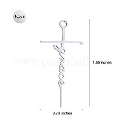 10Pcs Grace Cross Charm Pendant Cross Faith Charm Necklace Stainless Steel Pendant for Christian Religious Jewelry Gifts Making&nbsp;JX522A