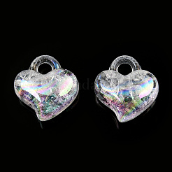 透明クラックルアクリルパーツ  ABカラー  ハート  ホワイト  15.5x15x10mm  穴：3.5mm  約23400個/25000g&nbsp;MACR-ZX022-29G