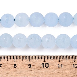 艶消し天然白翡翠ビーズ連売り  染め  ラウンド  ライトスカイブルー  10x10mm  穴：1mm  約37個/連  14.37~14.8''（36.5~37センチメートル）&nbsp;G-T138-10mm-209C