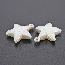 電気メッキABSプラスチック模造真珠ペンダント  スター  貝殻色  32.5x29x8mm  穴：2mm&nbsp;KY-T023-003