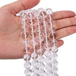 天然石クオーツクリスタルビーズ連売り  ロッククリスタルビーズ  ラウンド  10mm  穴：1mm  約18個/連  7.5インチ&nbsp;X-G-C175-10mm-2
