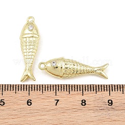 クリスタル ラインストーン ペンダント付き合金  魚のチャーム  ラックめっき  ゴールドカラー  26x8x6.5mm  穴：1.2mm&nbsp;RB-CBA7AC6-17G-01