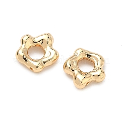 真鍮ビーズ  花  18KGP本金メッキ  9x9x3mm  穴：3.5mm&nbsp;KK-A286-18G