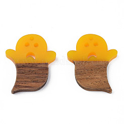 Halloween Theme Resin & Walnut Wood Pendants&nbsp;RESI-N025-026-B02