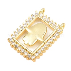 Brass Micro Pave Clear Cubic Zirconia Pendants&nbsp;KK-F938-32G-05