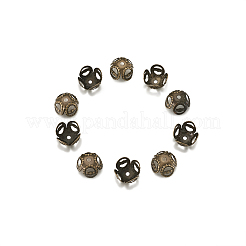 アイアン製ビーズキャップ  4花びら  ニッケルフリー  アンティークブロンズ  8x5mm&nbsp;IFIN-TA0001-09AB-NF